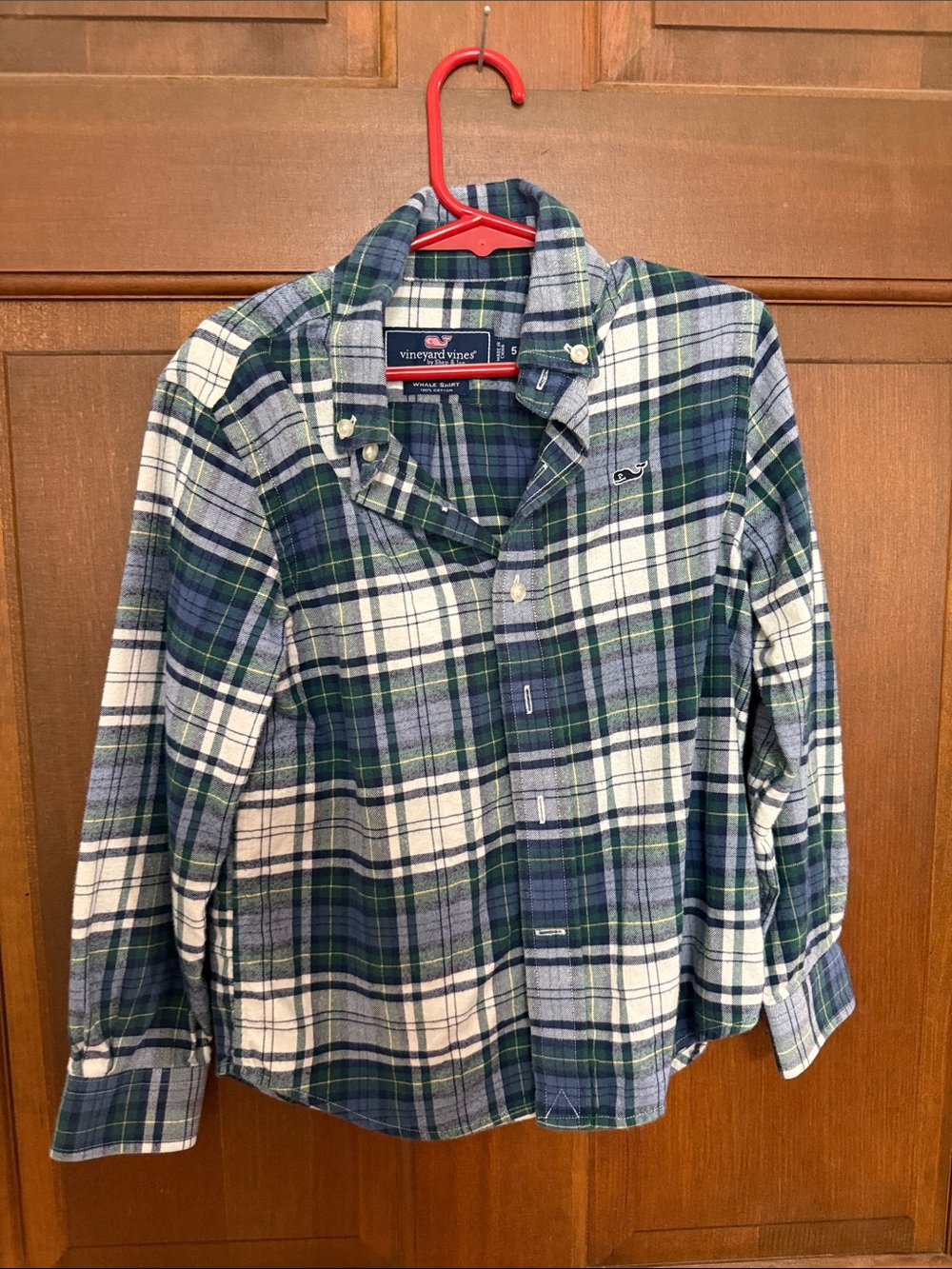 Vineyard Vines Green, Navy & White Plaid Button-Down Shirt boys flannel size 5